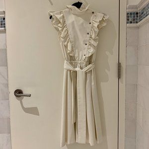 Vanessa Barrantes Cream colored ruffled midi dress
